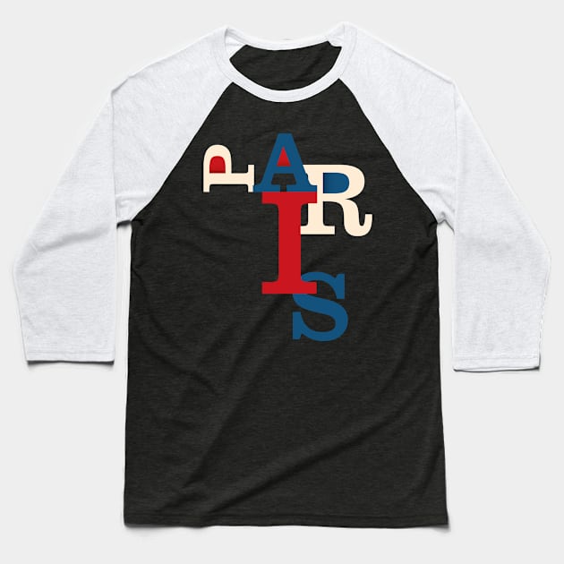 Paris Typo Baseball T-Shirt by Mako Design 